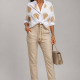 Eleanor | White Gold Embroidered Blouse