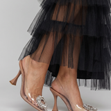 Clara | Crystal Buckle Heeled Mules