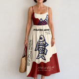 Helen | Graphic Fish Print Midi Dress