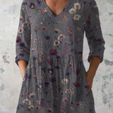 Audrey | Grey Meadow Floral V-Neck Tunic Top