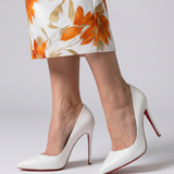 Lois | White Patent Court Shoes