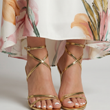 Annalise | Gold Cross-Strap Heeled Sandals