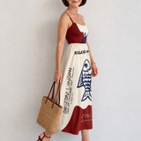 Helen | Graphic Fish Print Midi Dress
