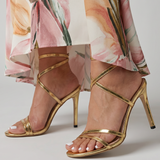 Annalise | Gold Cross-Strap Heeled Sandals