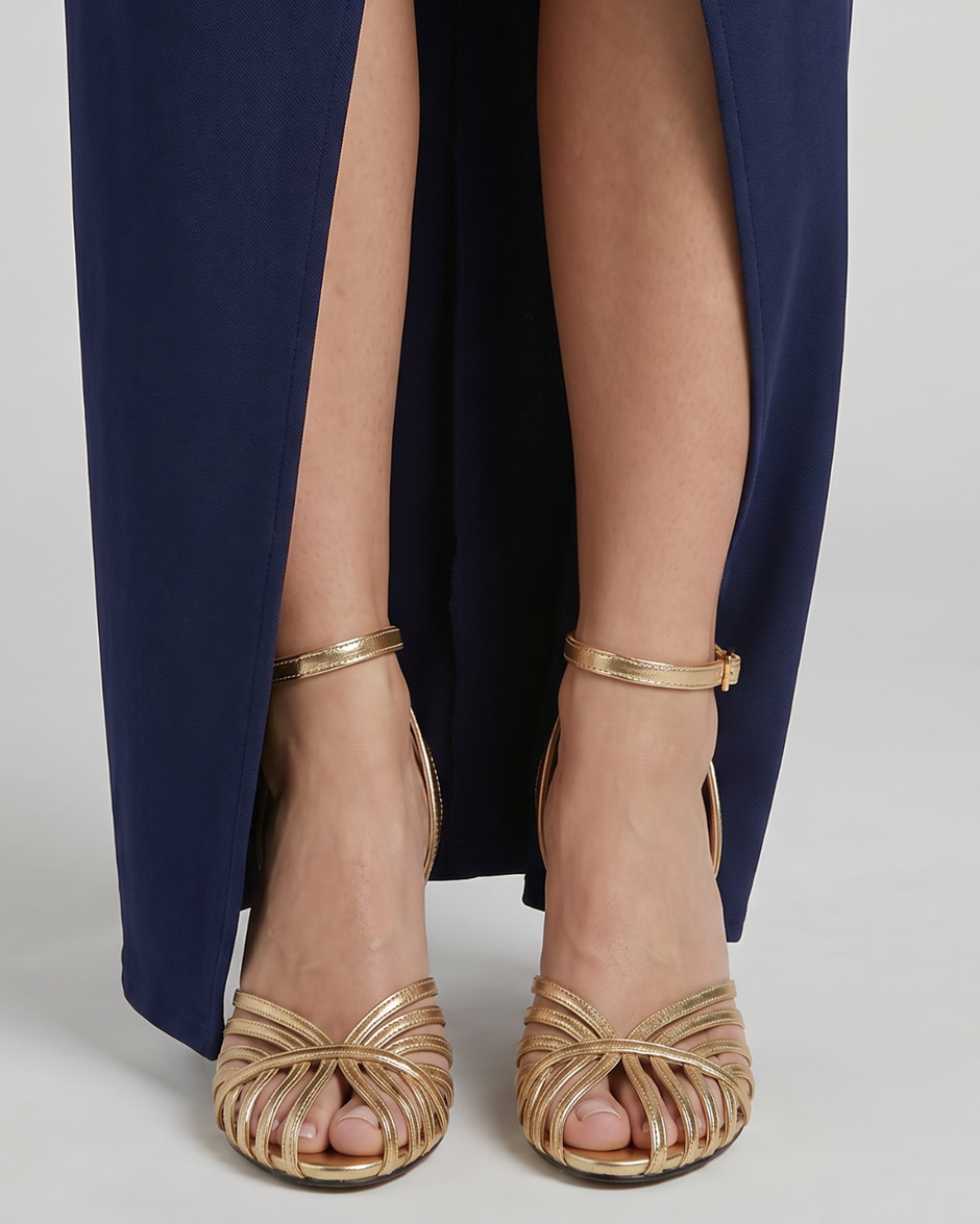 Matilda | Gold Strappy Stiletto Sandals