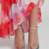Shirley | Silver Metallic Ankle-Strap Courts