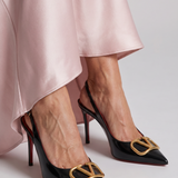 Charlotte | Black Buckle Slingback Courts