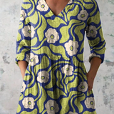 Ella | Lime Floral V-Neck Tunic Top