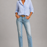 Ellen | Fine Stripe Ruffle Shirt
