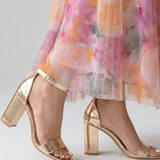 Greta | Gold Block-Heel Sandals