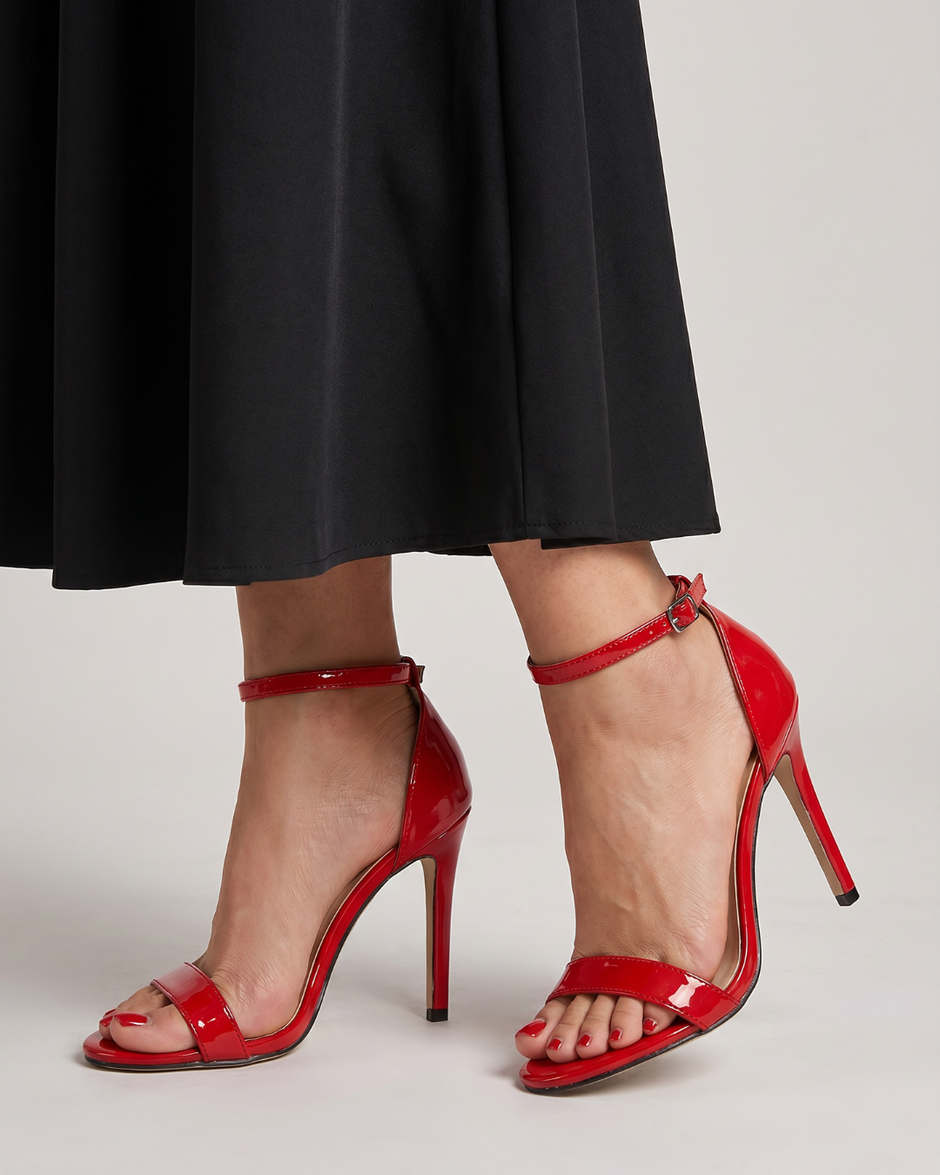 Rosalie | Red Patent Heeled Sandals