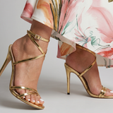 Annalise | Gold Cross-Strap Heeled Sandals
