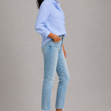 Ellen | Fine Stripe Ruffle Shirt