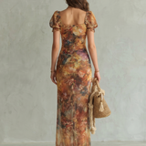 Arabella | Floral Print Midi Dress with Front Split