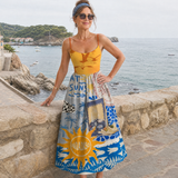 Veronica | Mediterranean Print Midi Dress