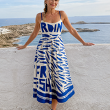 Anne | Blue Fish Print Midi Dress