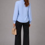 Connie | Light Blue Balloon Sleeve Blouse