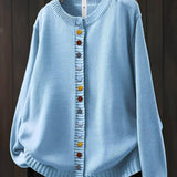 Agnes | Beige Cardigan with Colourful Buttons