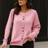 Agnes | Beige Cardigan with Colourful Buttons
