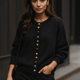 Agnes | Beige Cardigan with Colourful Buttons