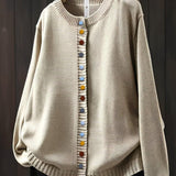 Agnes | Beige Cardigan with Colourful Buttons