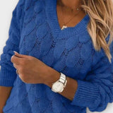 Agnes | Grey Cable-Knit V-Neck Jumper
