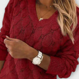 Agnes | Grey Cable-Knit V-Neck Jumper