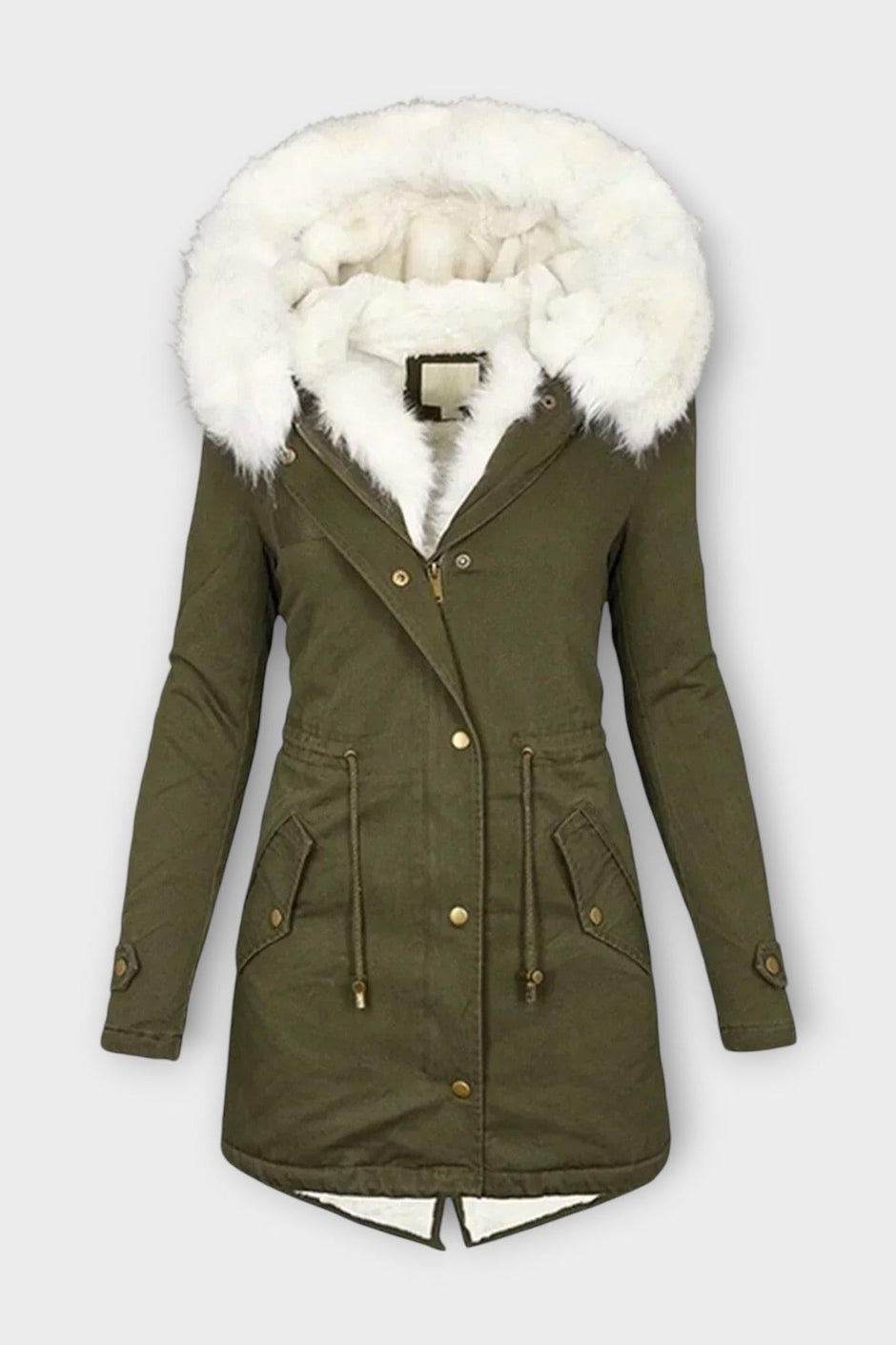 Aisha | Olive Faux-Fur Hooded Parka