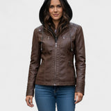 Roberta | Brown Hooded Jacket