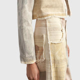 Alma | Neutral Patchwork Wide-Leg Trousers