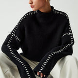 Alma | Black Contrast-Stitch Jumper