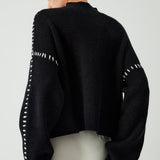 Alma | Black Contrast-Stitch Jumper