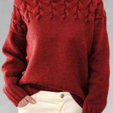 Alma | Brown Cable-Yoke Roll-Neck Jumper