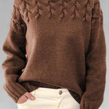 Alma | Brown Cable-Yoke Roll-Neck Jumper