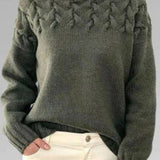 Alma | Brown Cable-Yoke Roll-Neck Jumper