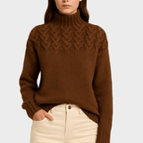 Alma | Brown Cable-Yoke Roll-Neck Jumper