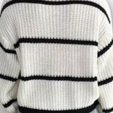 Alma | Olive Striped Knit Jumper