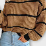 Alma | Olive Striped Knit Jumper