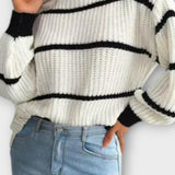 Alma | Olive Striped Knit Jumper
