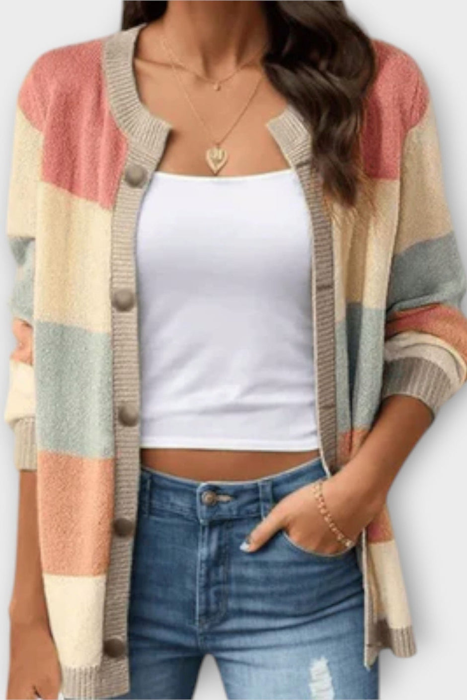 Amelia | Pastel Colour-Block Cardigan