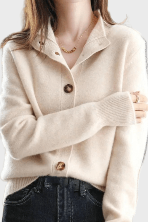 Amber | Soft Beige Button Cardigan