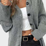 Amelia | Grey Chunky Cropped Cardigan