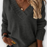 Annette | Black V-Neck Ribbed Jumper
