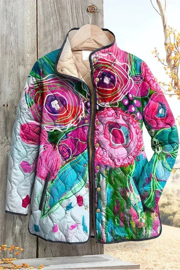 Alexandra | Abstract Floral Quilted Jacket