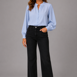 Connie | Light Blue Balloon Sleeve Blouse