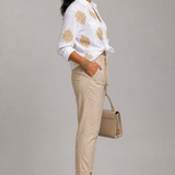 Eleanor | White Gold Embroidered Blouse