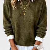 Barbara | Olive Layered-Look Jumper