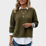 Barbara | Olive Layered-Look Jumper