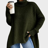 Bridget | Blue Longline Roll-Neck Jumper
