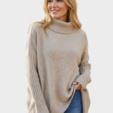 Bridget | Blue Longline Roll-Neck Jumper
